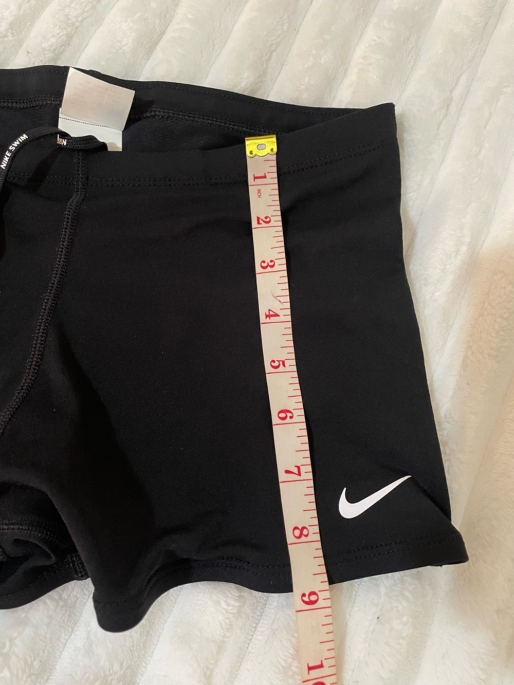Nike Black Athletic Swim Shorts with White Swoosh - Picture 7 of 11
